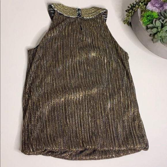 Alfani Embellished Metallic Key hole halter shirt small - Picture 4 of 7